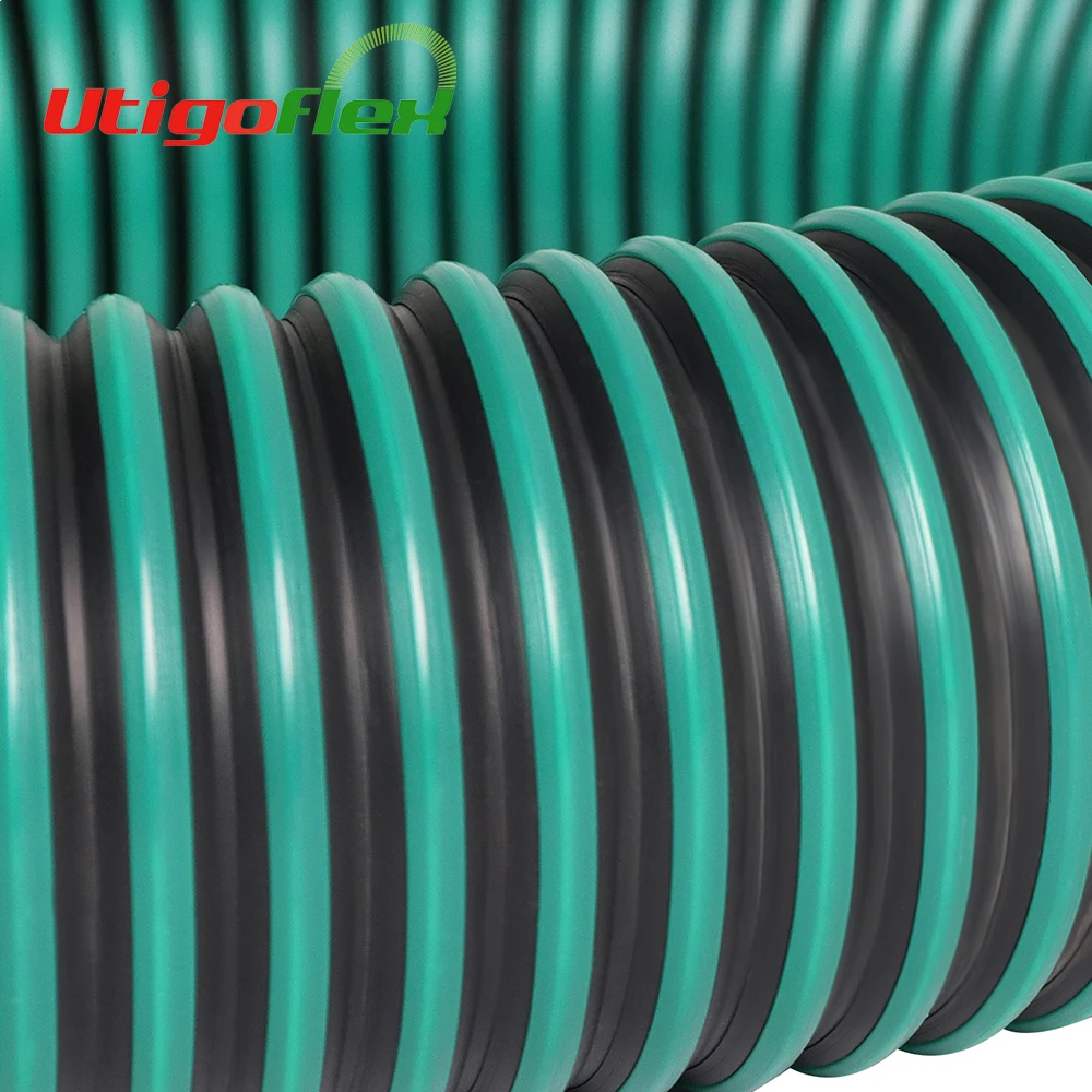Flexible TPR duct hose with green stripe in good abrasion resistance