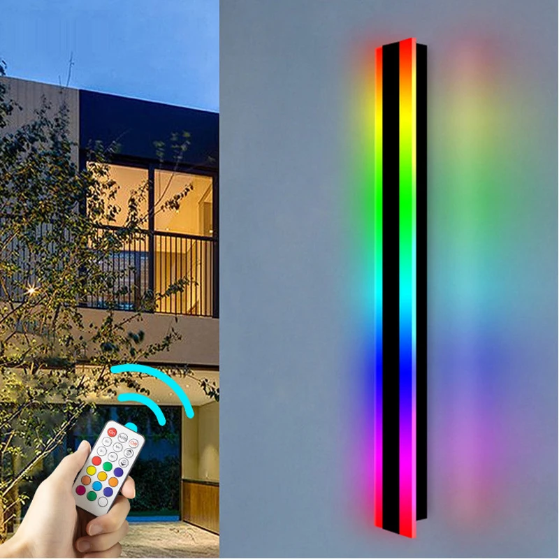 Умный уличный минималистичный линейный настенный светильник RGBW RGB светодиодный многоцветный для украшения дома