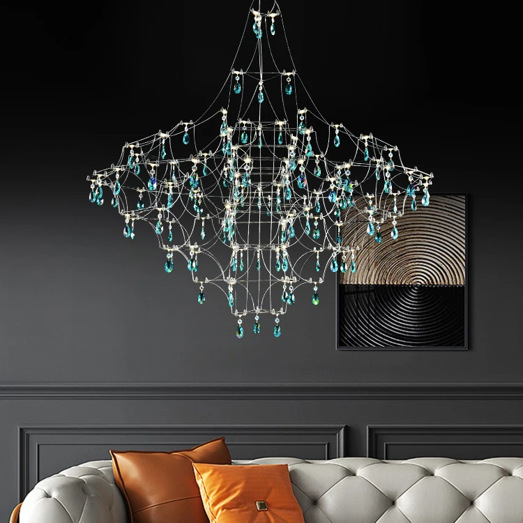 Modern Design Home Villa Decorative Hanging Light Customized Metal Crystal LED Chandelier Light