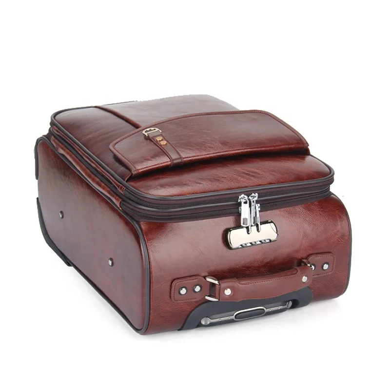 New Model Fashion designer pu luggage wholesale travel luggage trolley bag