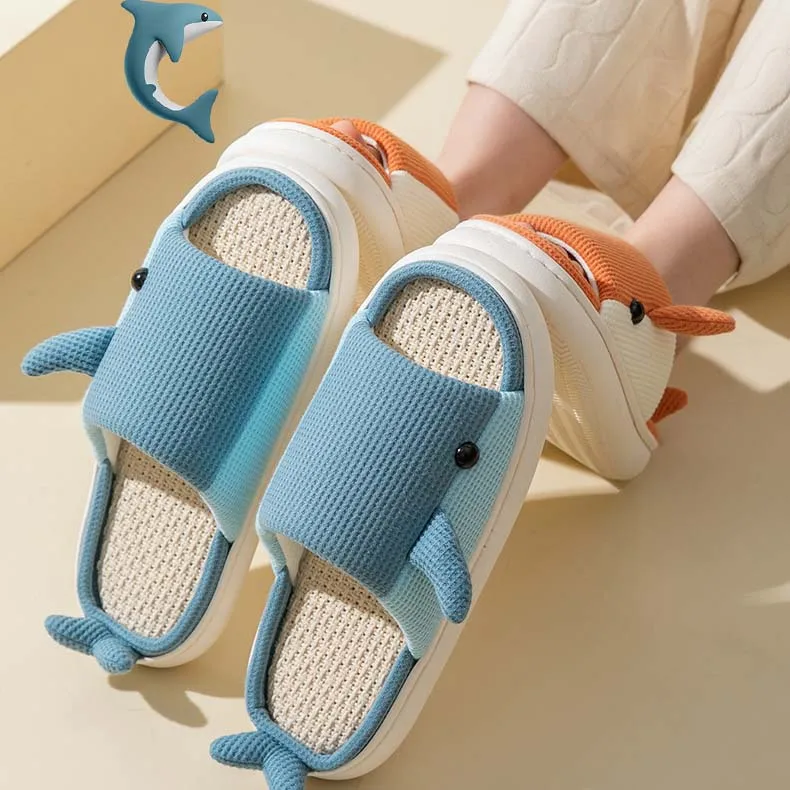 Family Parent-child Indoor Female Slippers open toe slides Spring Autumn Flip Flops cute Dolphin slippers Animal patterns