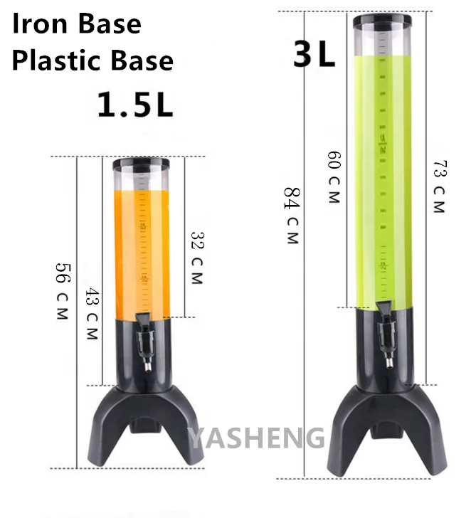 Wholesale 1.5/3L Beer Beverage Tower Beer Tower Drinks Dispenser With Ice Tube&Led Light