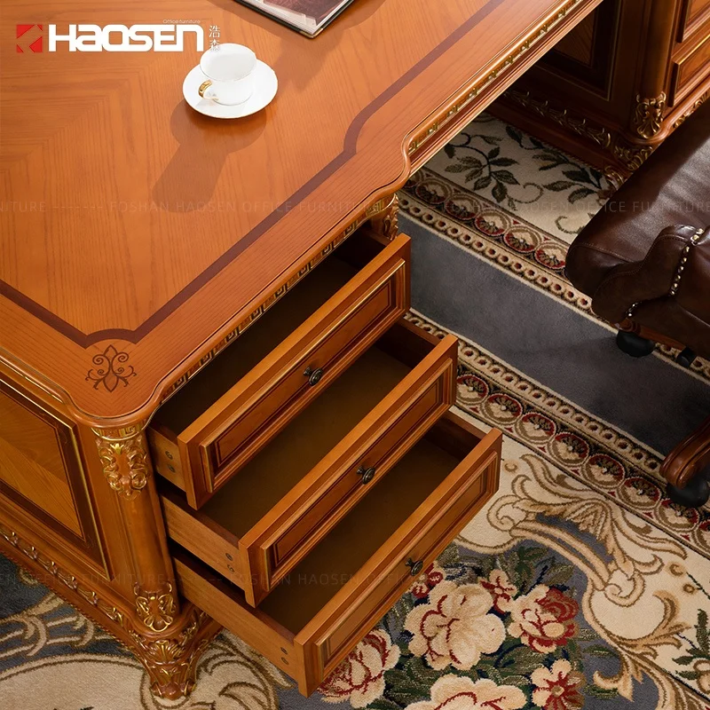 Royal classical escritorio luxury Commercial Furniture wood executive president office table director desk