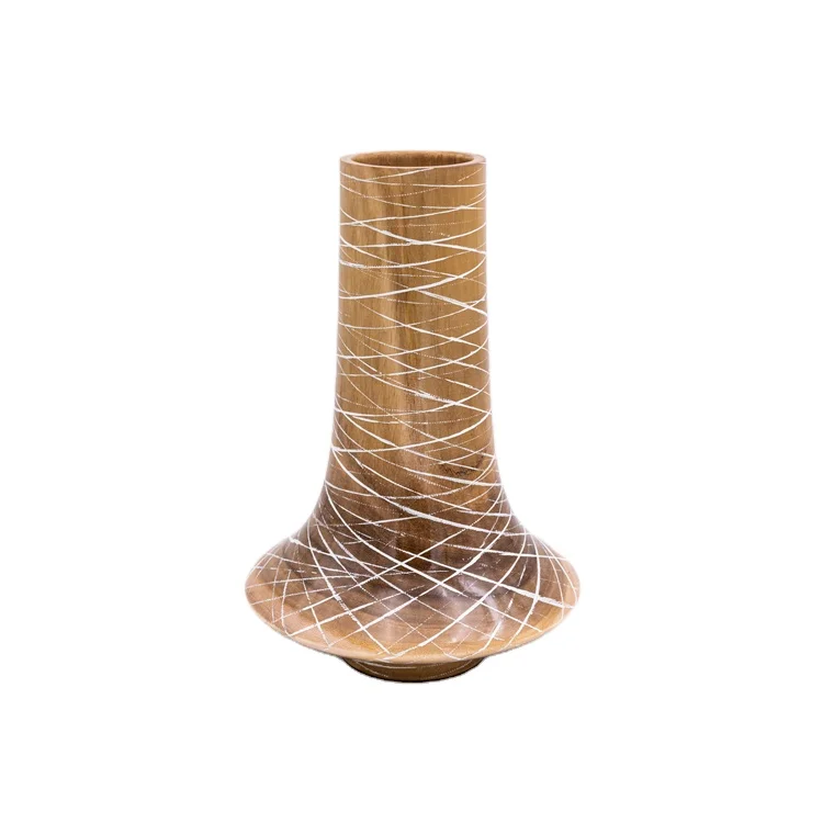  All-Season Contemporary Vase Wood Decor Home Pure Handwork Flower Natural