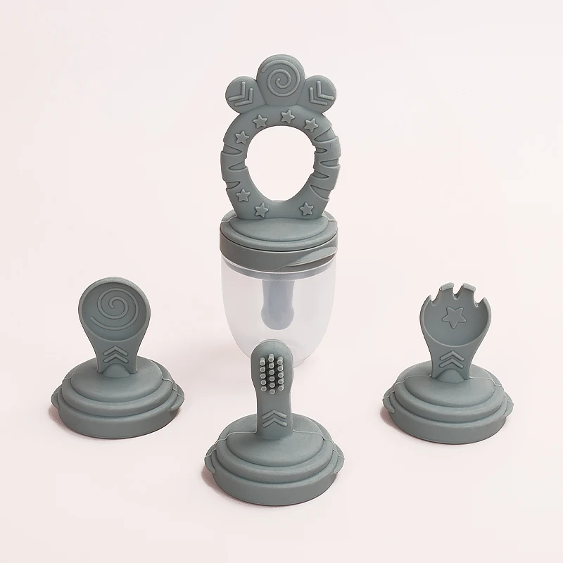 5 в 1 чистый силиконовые детские игрушки для режущихся зубов и кормушка Соска-пустышка для маленьких Прорезыватель для зубов жевательные игрушки для свежих продуктов кормушка для соски-Пустышки и ложка Вилка