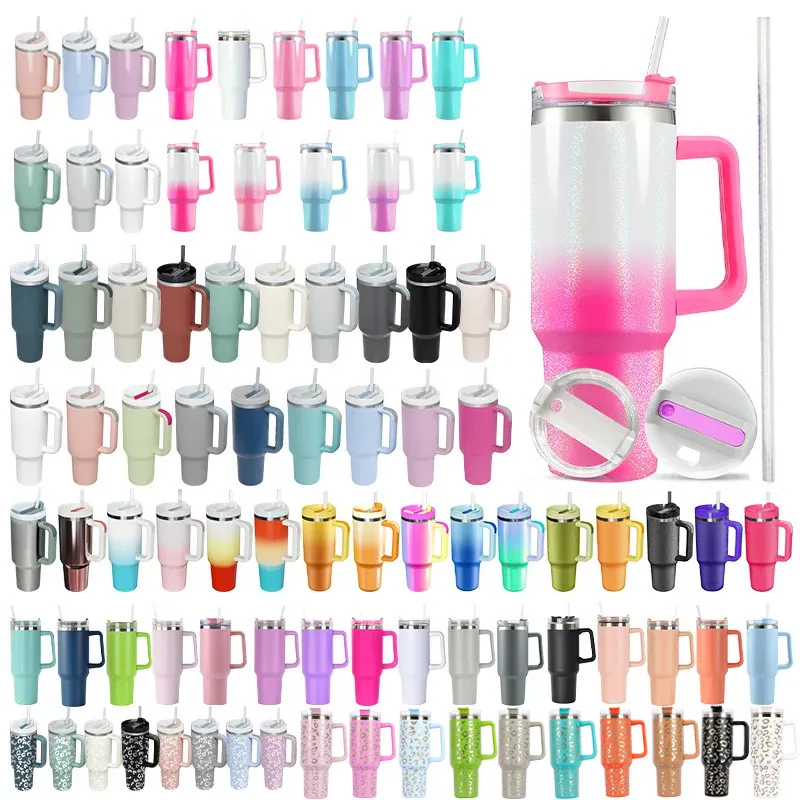 Hot Selling 40OZ  Version Tumbler With Handle Water Bottle Insulated Thermos Mug  Hot Sale Big Capacity Portable Outdoor Mugs