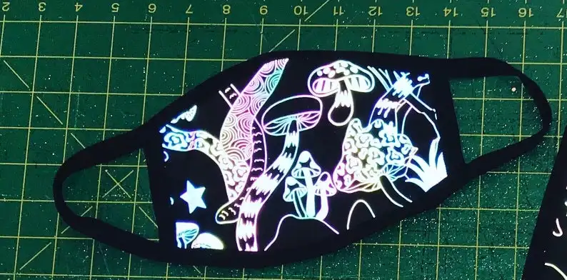 Mushroom mask on table