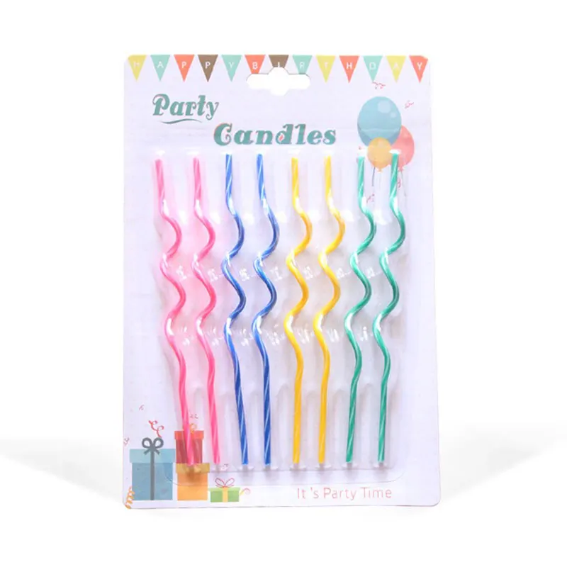 Wholesale 8 spiral candle birthday paraffin wax decoration thin spiral cake candle