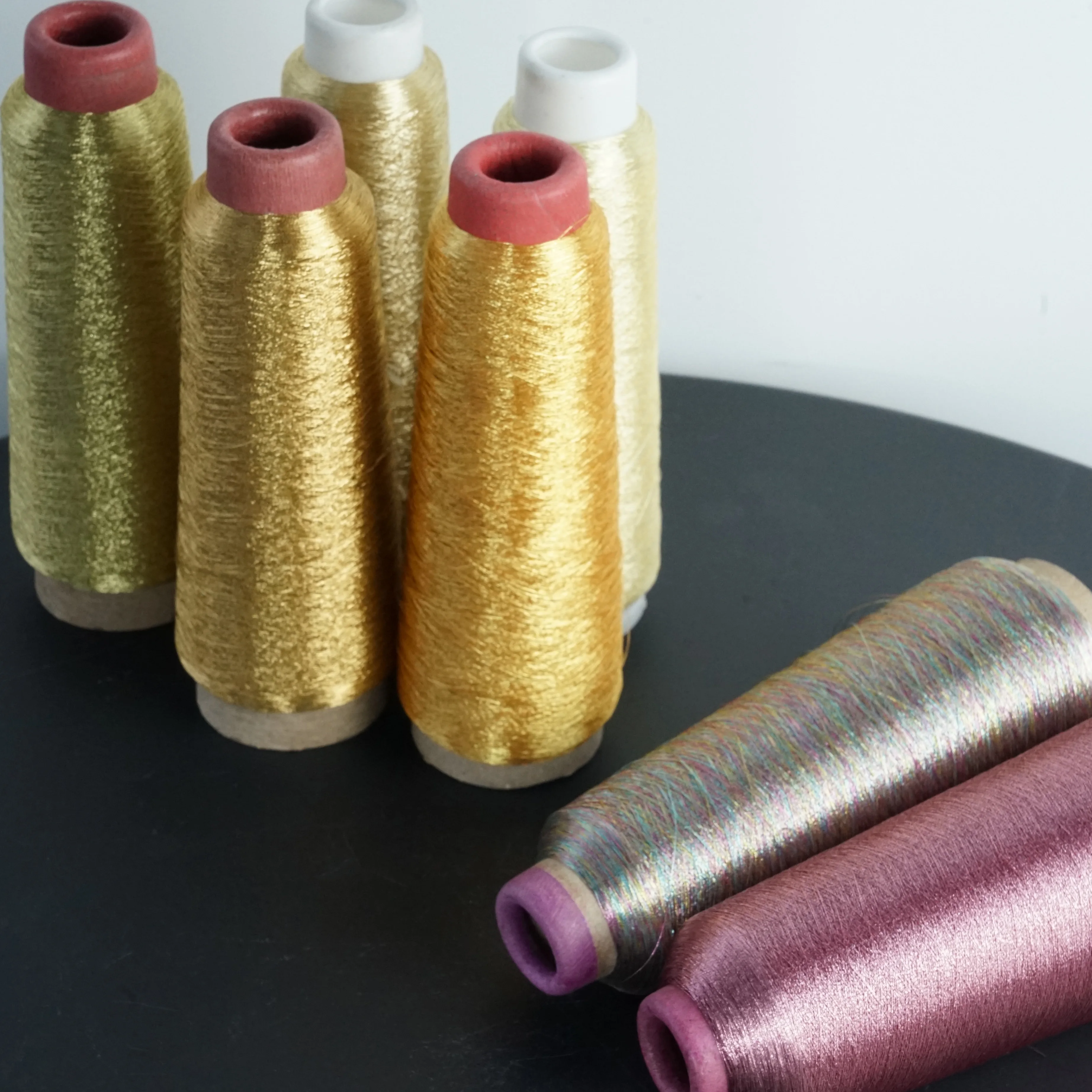 Wholesale Machine embroidery thread MS-TYPE 150D 300D EMB thread knitting Colorful Metallic Yarn for Embroidery
