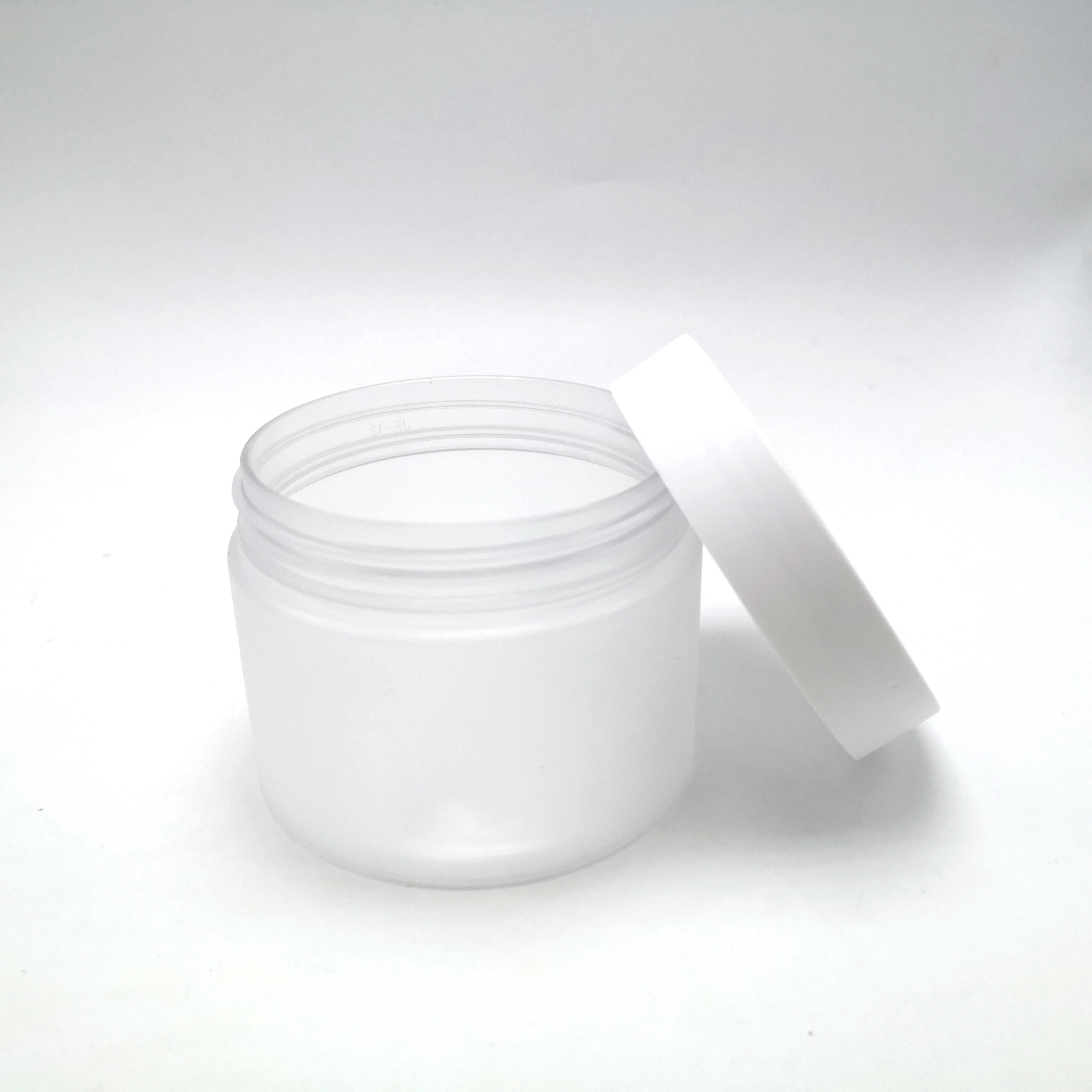 PET matte color body scrub frosted plastic 250ml cosmetic cream jars with black plastic lid