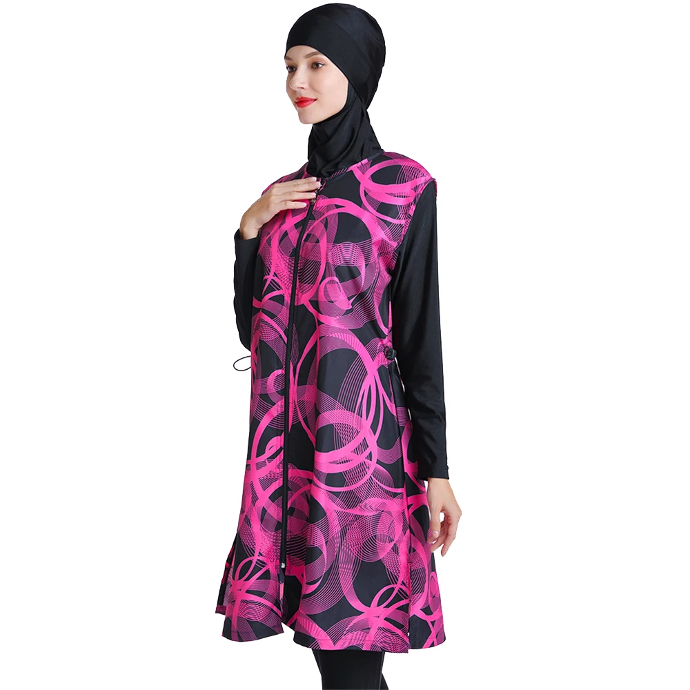 Comfortable Nice Looking Thin Fabric Cool Summer 3pcs Muslim Arab Beachwear Skirt Swimsuit Surfin Suit Swimming Wear with Hijab