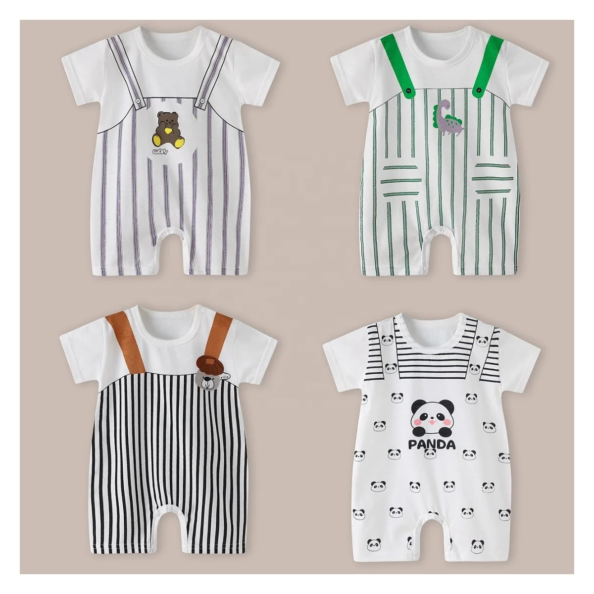 Wholesale baby clothes pure cotton newborn clothes short sleeve anime jumpsuit boy baby clothes