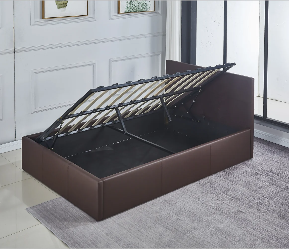  Кровать с мягкой платформой из искусственной кожи Vienna деревянными реечками (Queen)