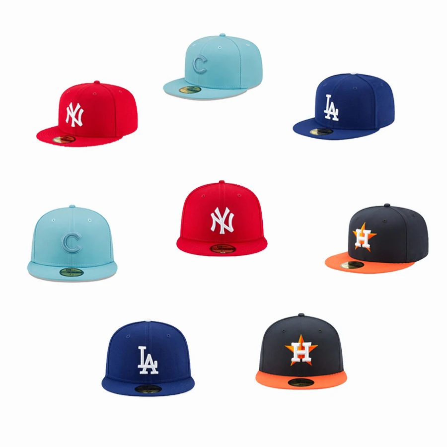 Factory Cheap Gorras MLB Custom Brim Logo Design 3D Embroidery 6 Panel Baseball Hat Sports Caps Snapback Fitted Hats With Flat B