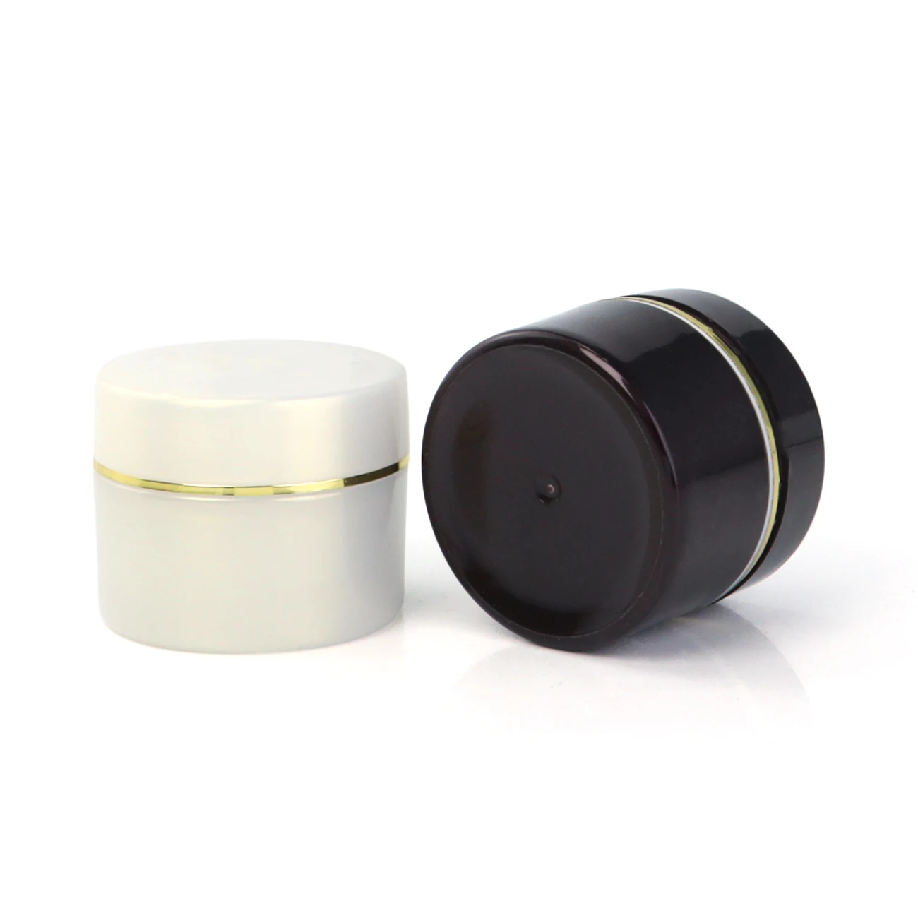 Bright color plastic cream jar cosmetic packaging Lotion containers face cream jar with gold rim