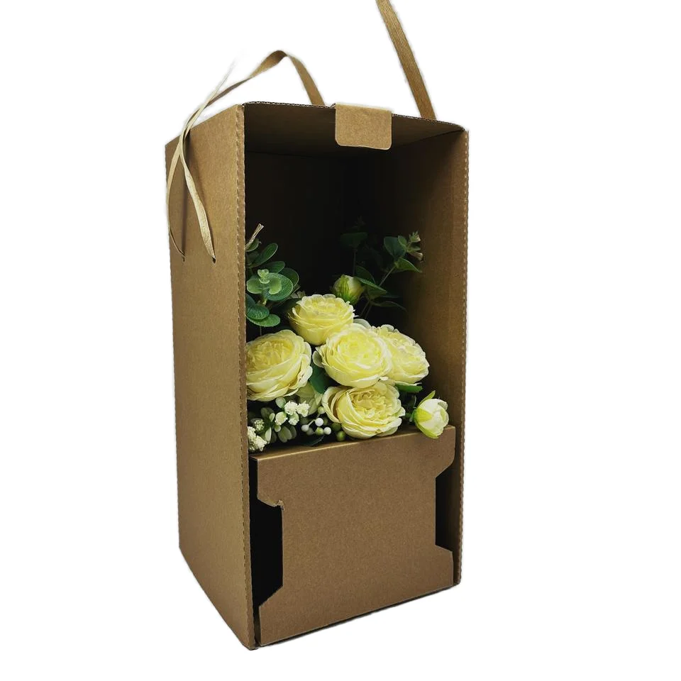 Corrugated paperboard plant shipping box decorated wedding, birthday party flower/ bouquet box custom size and printing