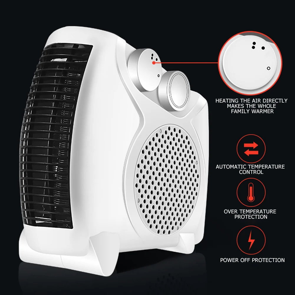 Desktop Electric 800W Heating Wire Plug In Mini Heater Rechargeable Temperature Desktop Room Heater Fan