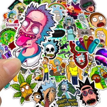 50Pcs Cartoon Rick And Morty Anime Sticker Hydro Flask Label Printing Notebook Wall Car Laptop Luggage Kids Anime Stickers