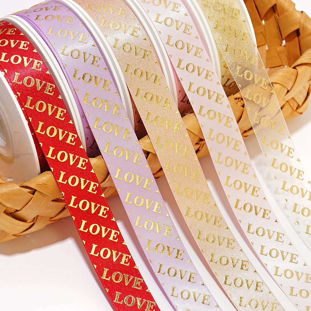 face ruban satin band golden ribbon bow handle rolls with logo luxury