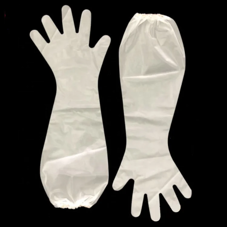High Quality CPE PE Long Arm Cuff Disposable Plastic Veterinary Glove