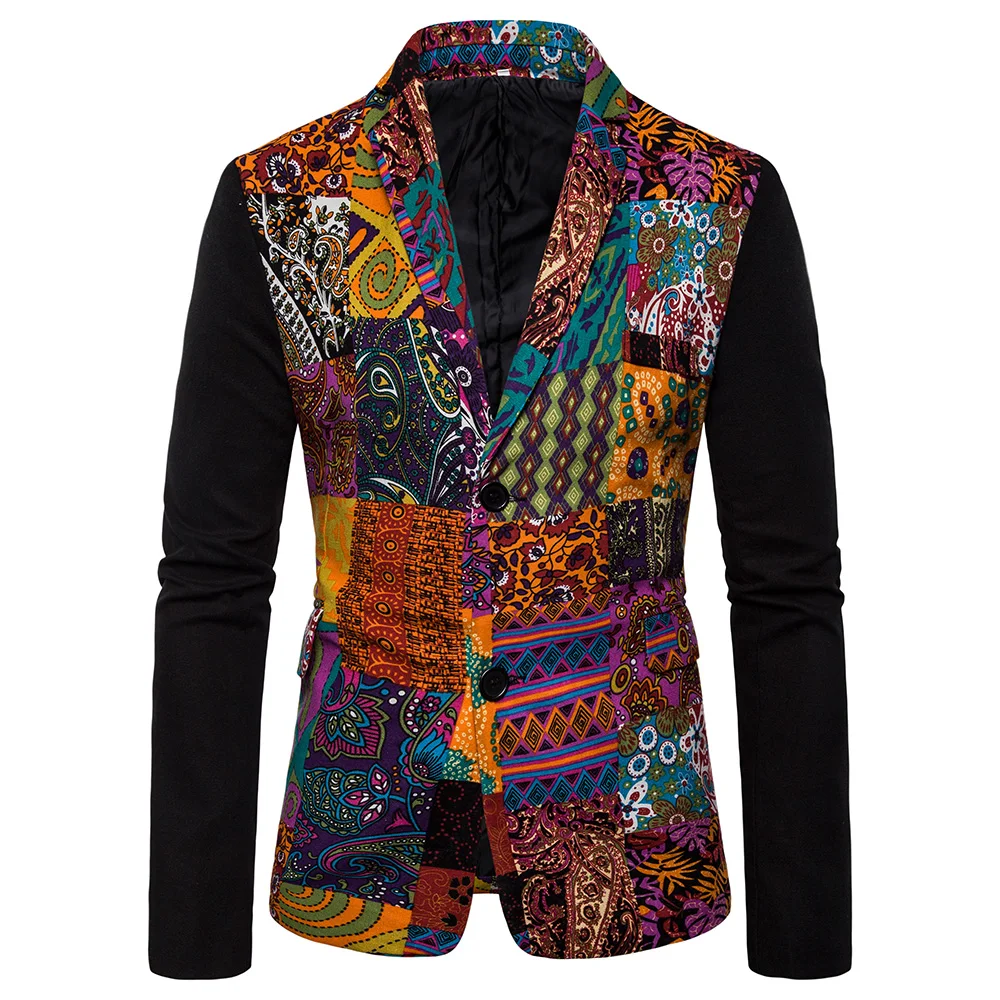 
Autumn And Winter New Double-breasted Plus Size Matching Casual Suit Youth Slim Fit Print Mens Suits 