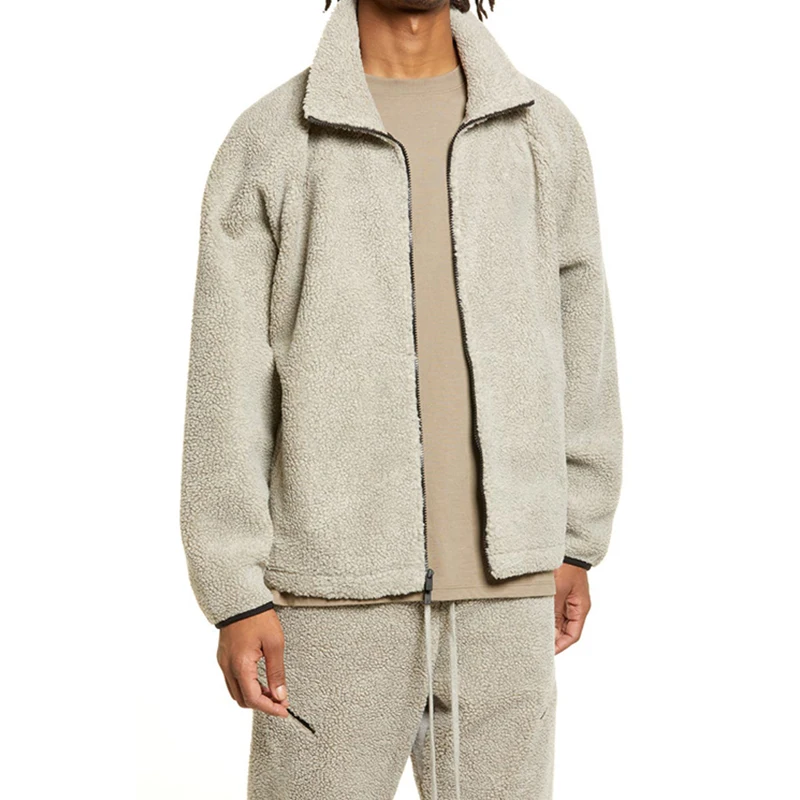 Oem Custom Wholesale Polar Fleece Banded Cuffs Zip Up Jacket Coat High Quality Stand Collar Jacket