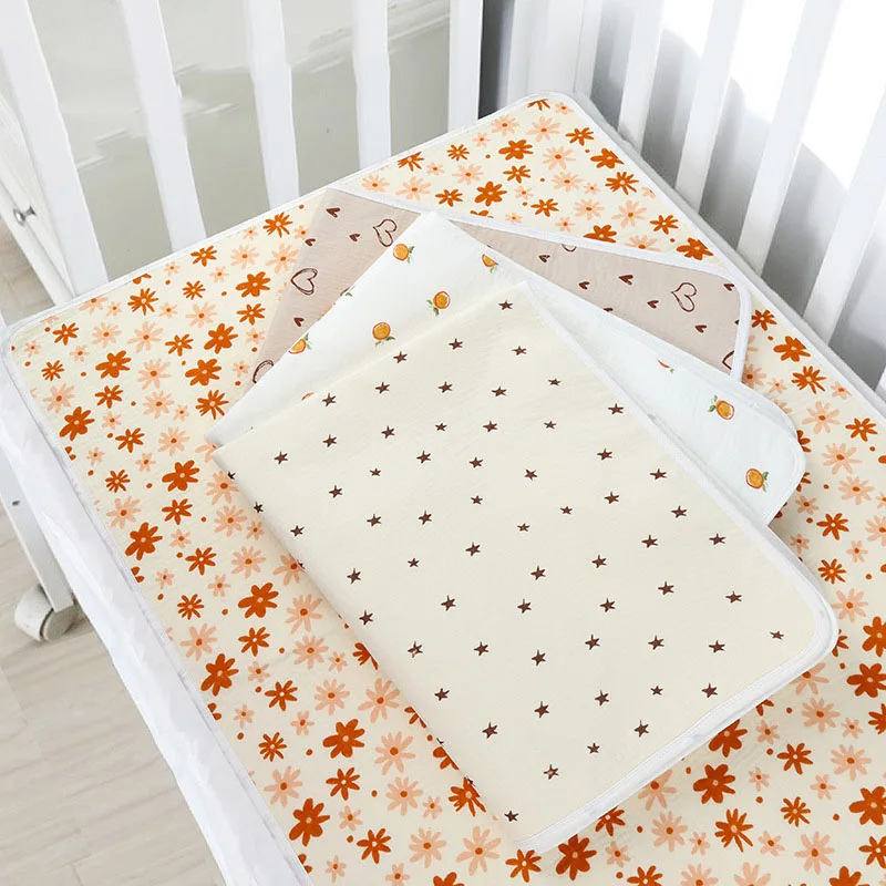 Lokeystar Printed Waterproof Baby Diaper Changing Pads Reusable Muslin Cotton Baby Changing Mat Covers