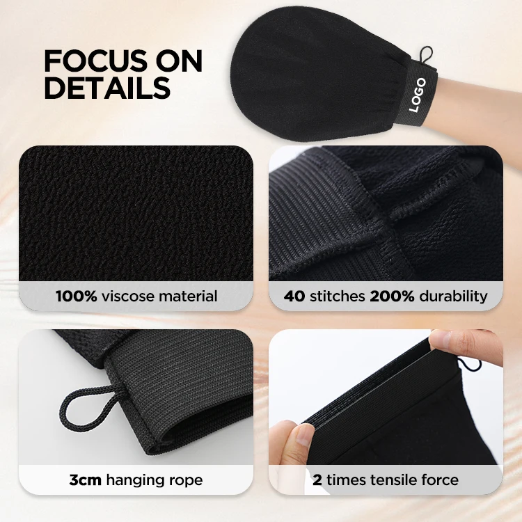 Shopee Hot Sell Deep Viscose Exfoliating Gloves For Shower And Spa Massage Great For Applying Fake Tan