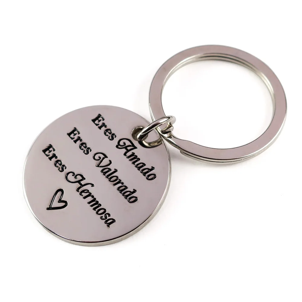 manufacturers custom plain round metal laser blanks metal circle keyholders stainless metal keyring iron