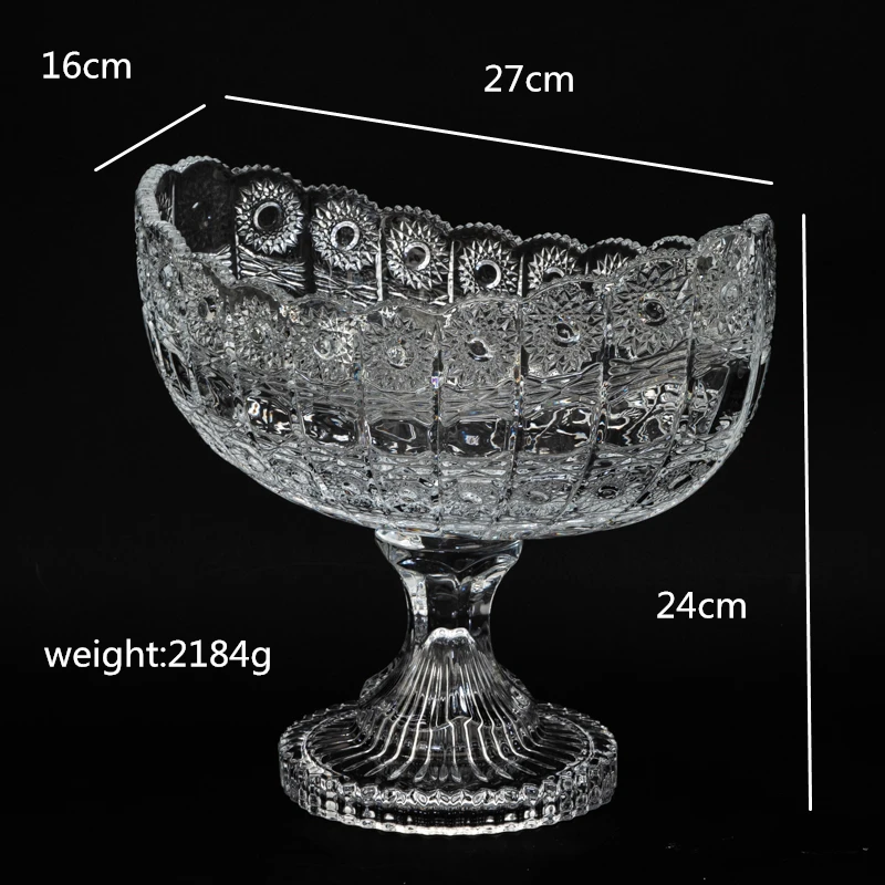 dubai style large embossed glass fruit bowls salad decorative bowl