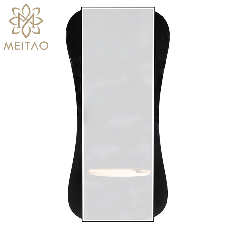 Salon Shop Equipment Fiberglass Wall-mounted Single Stations Round Led Mirrors For Barber