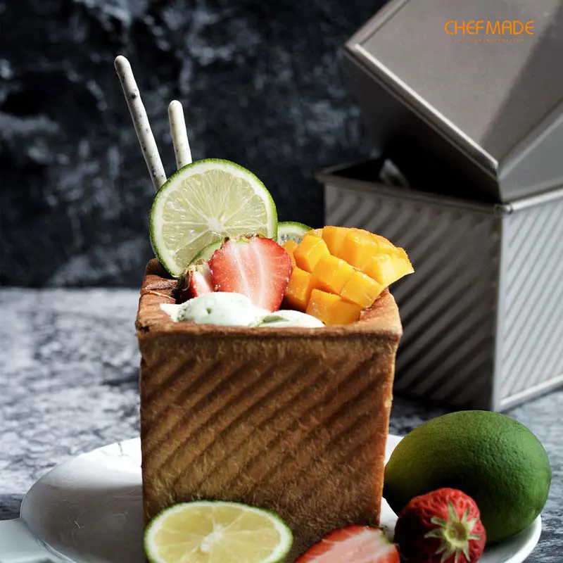 New Durable Non-stick Corrugated Cube Mould Square Mini Loaf Baking Pan with Cover