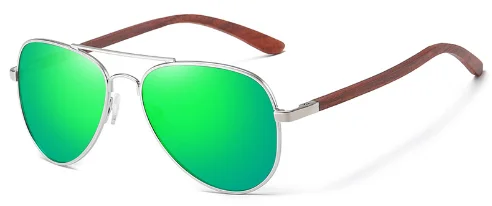 Latest Fashional 100% UV Protection metal frame with wood temple sunglasses with wooden glasses box