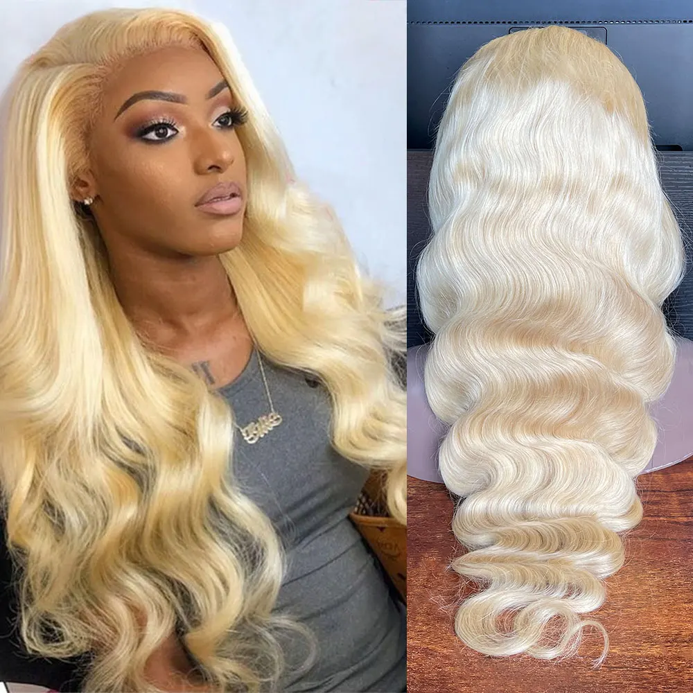 180% Density Raw Virgin Brazilian Peruvian Hair 13X6 613 Blonde Body Wave HD Transparent Lace Frontal Human Hair Wigs For Sale