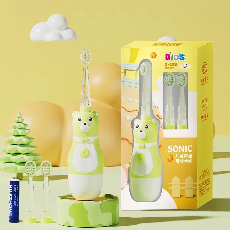 High Frequency 18000VPM Professional Kids Electric Toothbrush IPX7 Waterproof 2 mins Smart Timer Sonic Toothbrush for Children