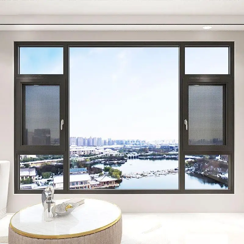 High Quality Hurricane Impact Tempered Glass Double Glazed Windows  Aluminum Casement Window