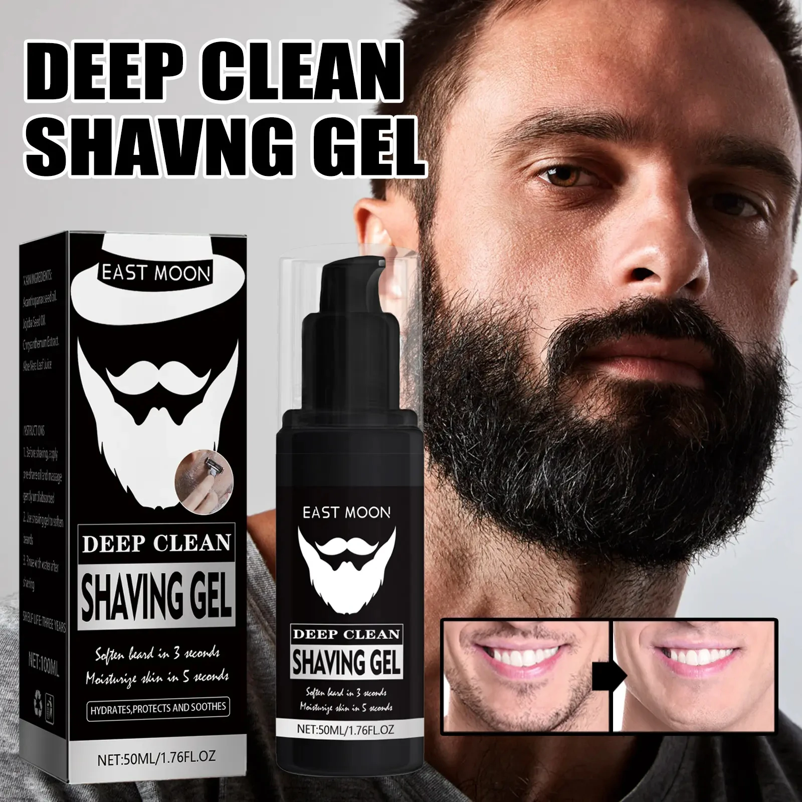 Private Label Facial Care Shaving gel Deep Cleaning Gentle Refreshing Softening Beard Men Shaving gel
