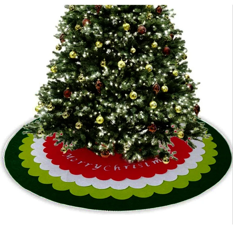 Laser Cutting Xmas  Felt Christmas Tree Skirt Mat for Christmas Tree Decoration
