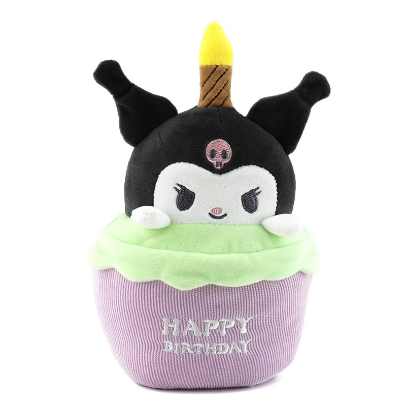 New Glowing Vocal Happy Birthday Cake Singing Doll Plush Japanese Anime Melody Decoration Music Sanrioed Plush Toy wholesale