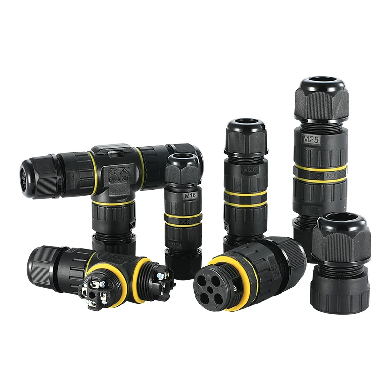 3-pin IP68 buried waterproof connector, straight through screw terminal waterproof connector, M25 cable and wire terminal post