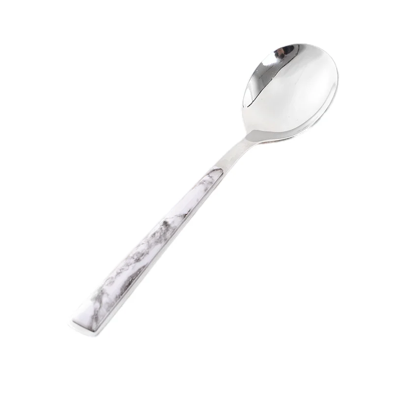 
2021 amazon hot sales Marbling stainless steel round spoons wholesales 