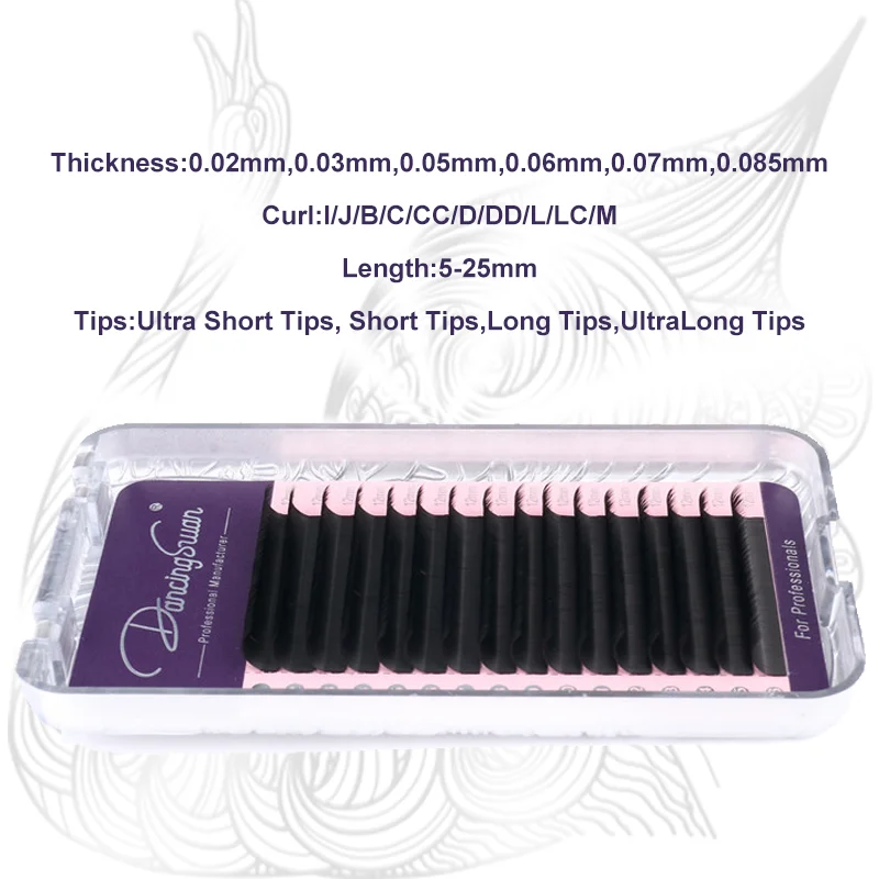 DancingSwan Private Label Individual Eyelash Korean PBT Handmade 0.03 0.05 Volume Eyelash Extensions