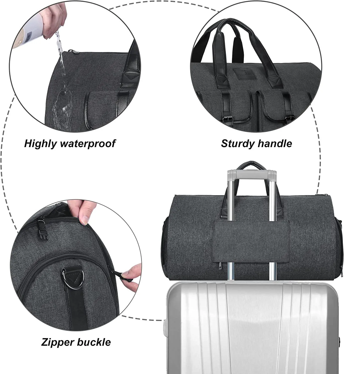 Carry on Garment Bag Large Duffel Bag Suit Travel Bag with Shoe Pouch for Men Women