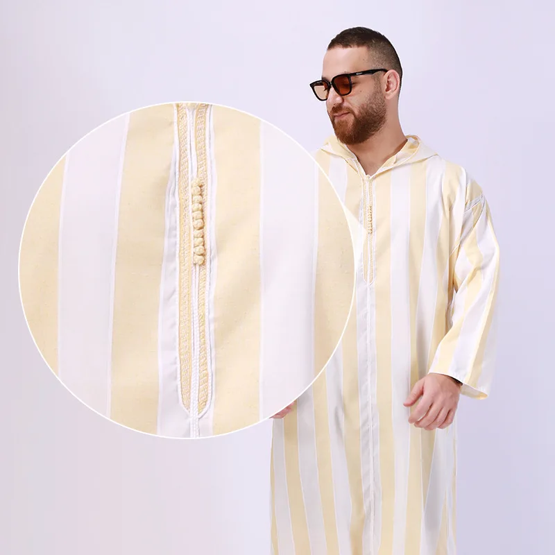 New Muslim long hooded nightgown Middle Eastern ethnic clothing robe for men