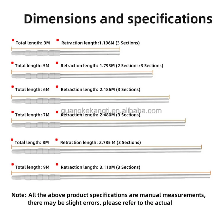 Factory sales Swimming Pool telescopic Pole match multiple clean tool  Swimming Pool Accessories