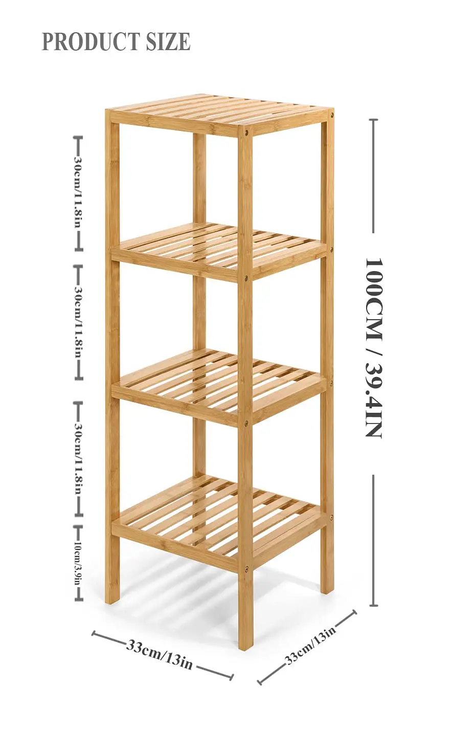 Bamboo Book Shelf 4-Tier Wood Bookcase Free Standing Book Shelves Organization Multifunction Bookshelf Plant Stand
