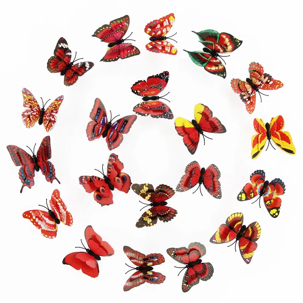 Wholesale Home Decoration 3D Fridge Magnet Custom 7CM Double Layer Simulated Butterfly Magnetic Refrigerator Magnet