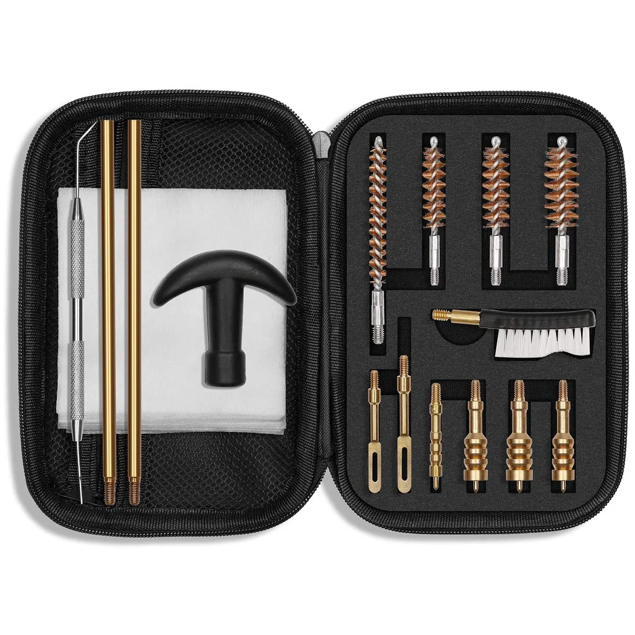 .22,.357,.38,9mm,.45 Caliber Bronze Bore Brush and Brass Jag Adapter Gun Cleaning Kit
