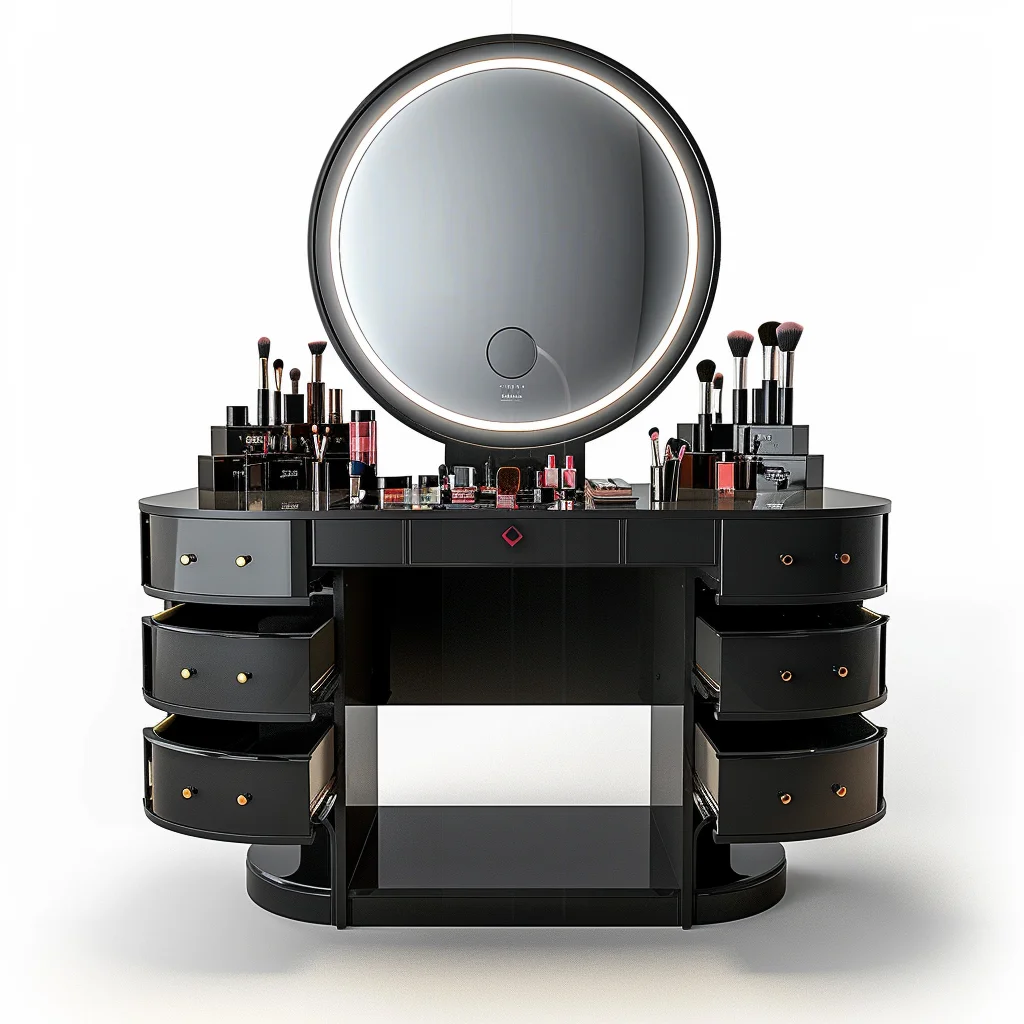 modern design antique black makeup bedroom dressing table with led mirror and drawers makeup vanities bedroom furniture
