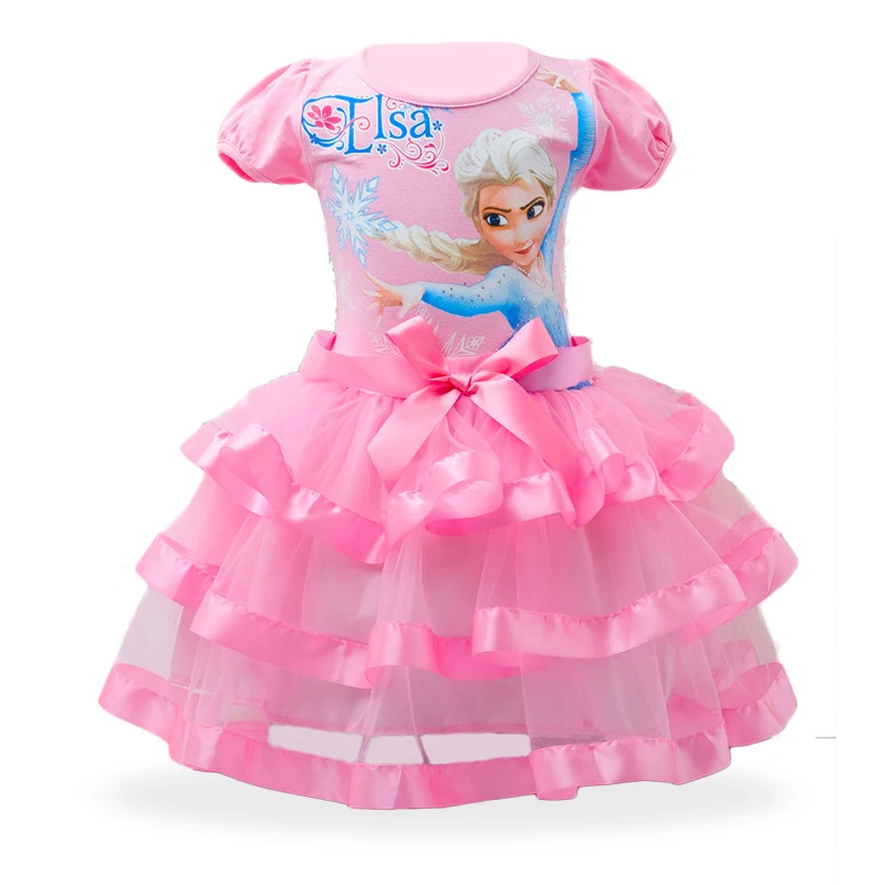 
Girls Dress Elsa Dress Party Vestidos Cosplay Girl Clothing Anna Snow Queen Print Birthday Princess Dress Elsa Kids Costume 